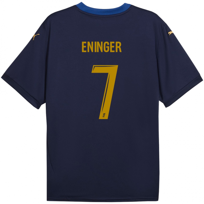 Niño Camiseta Thelma Eninger #7 Azul Marino Dorado 2ª Equipación 2024/25 La Camisa México