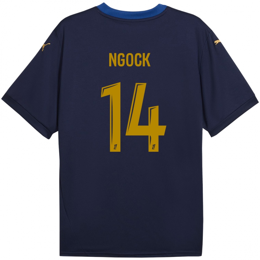 Niño Camiseta Monique Ngock #14 Azul Marino Dorado 2ª Equipación 2024/25 La Camisa México