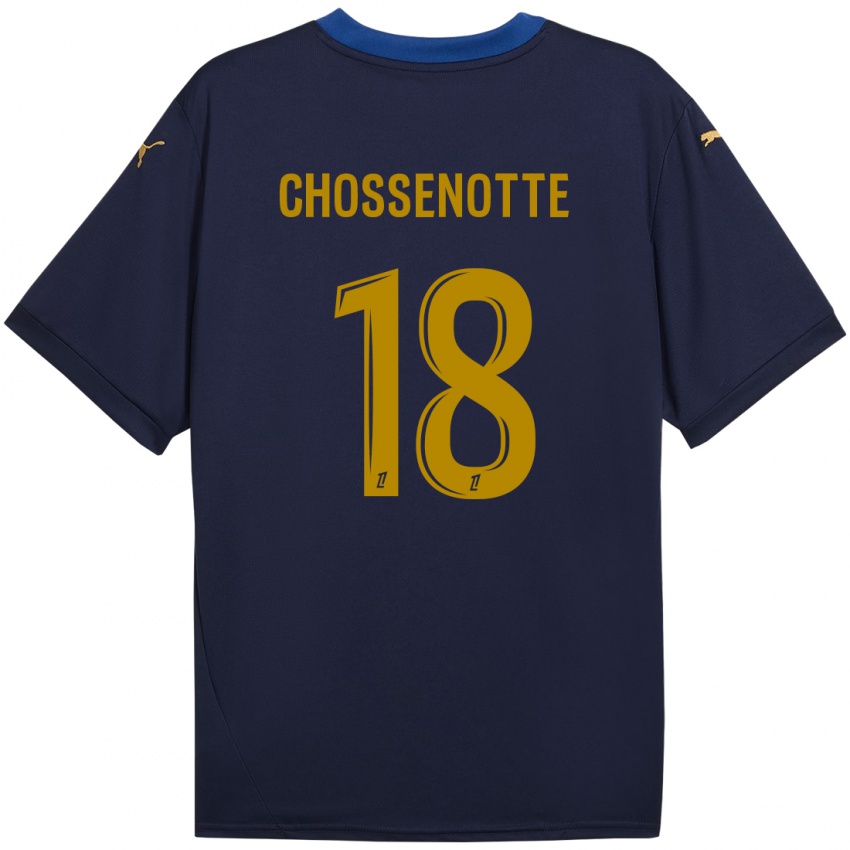 Niño Camiseta Shana Chossenotte #18 Azul Marino Dorado 2ª Equipación 2024/25 La Camisa México