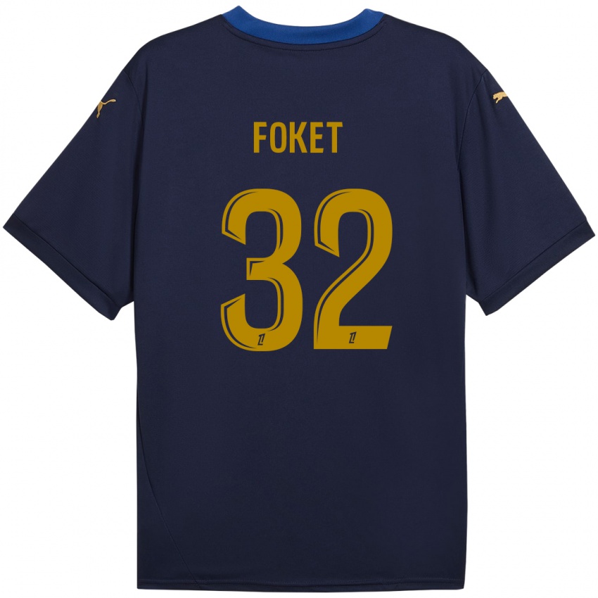 Niño Camiseta Thomas Foket #32 Azul Marino Dorado 2ª Equipación 2024/25 La Camisa México