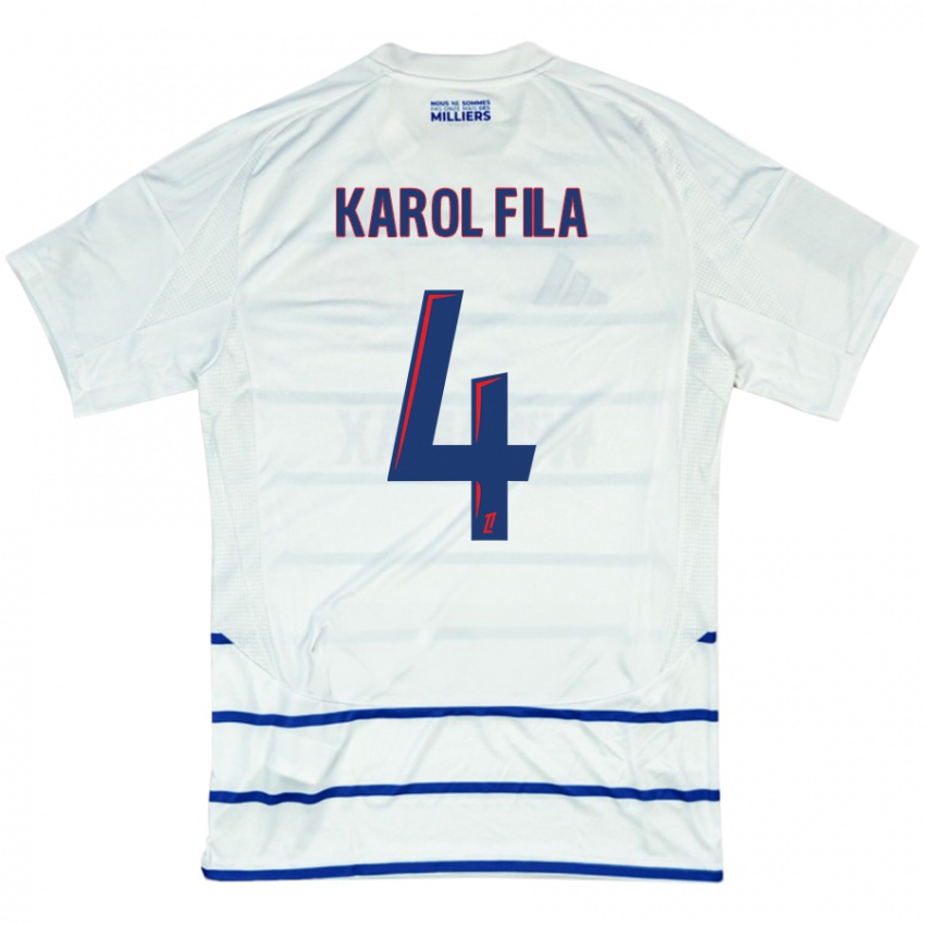 Niño Camiseta Karol Fila #4 Blanco Azul 2ª Equipación 2024/25 La Camisa México