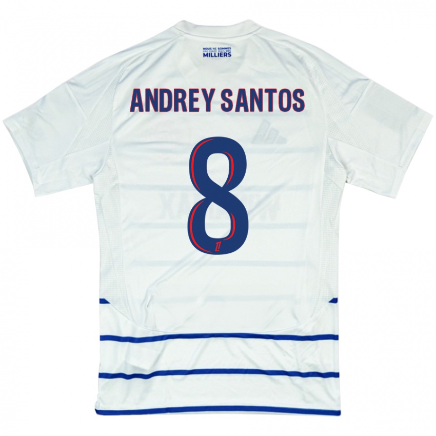 Niño Camiseta Andrey Santos #8 Blanco Azul 2ª Equipación 2024/25 La Camisa México