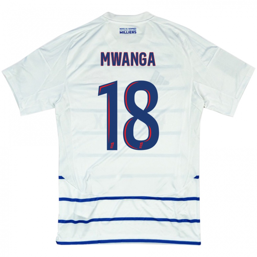 Niño Camiseta Junior Mwanga #18 Blanco Azul 2ª Equipación 2024/25 La Camisa México