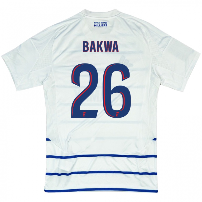 Niño Camiseta Dilane Bakwa #26 Blanco Azul 2ª Equipación 2024/25 La Camisa México