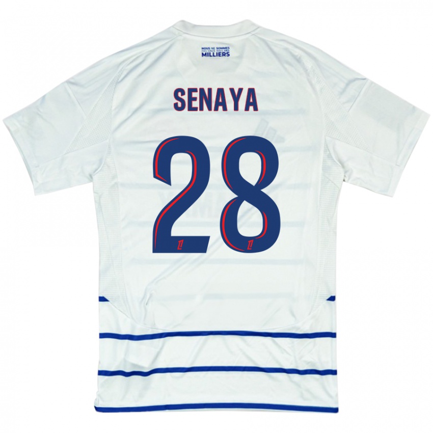 Niño Camiseta Marvin Senaya #28 Blanco Azul 2ª Equipación 2024/25 La Camisa México