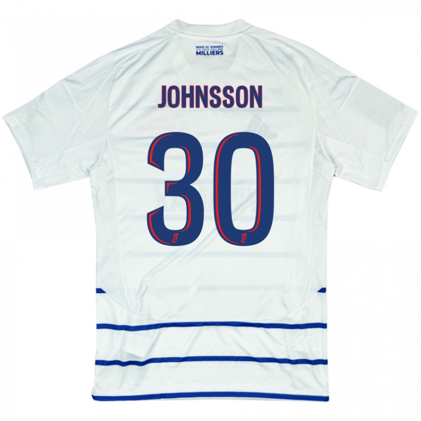 Niño Camiseta Karl-Johan Johnsson #30 Blanco Azul 2ª Equipación 2024/25 La Camisa México