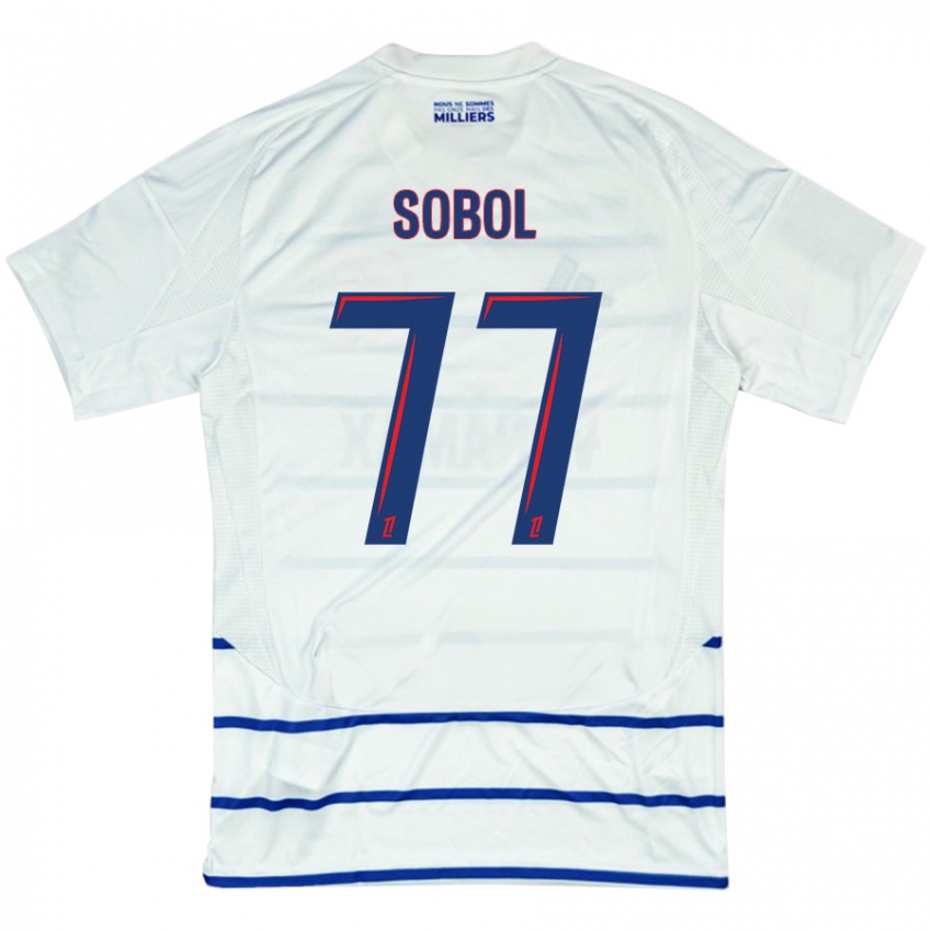 Niño Camiseta Eduard Sobol #77 Blanco Azul 2ª Equipación 2024/25 La Camisa México