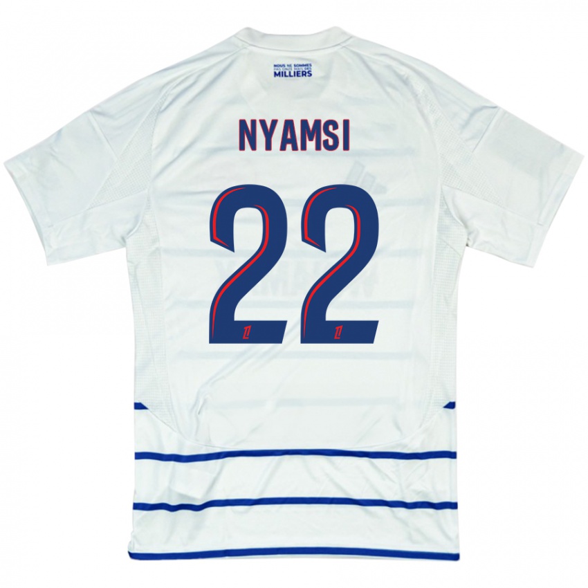 Niño Camiseta Gerzino Nyamsi #22 Blanco Azul 2ª Equipación 2024/25 La Camisa México