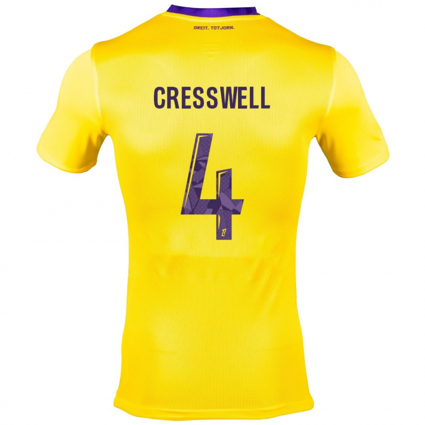 Niño Camiseta Charlie Cresswell #4 Amarillo Morado 2ª Equipación 2024/25 La Camisa México