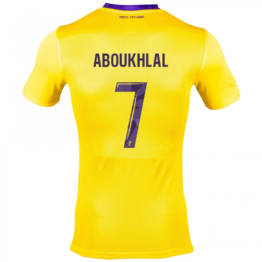 Niño Camiseta Zakaria Aboukhlal #7 Amarillo Morado 2ª Equipación 2024/25 La Camisa México