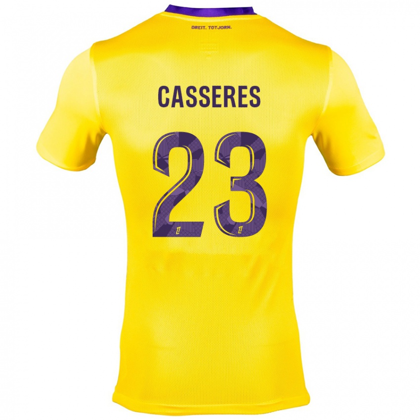 Niño Camiseta Cristian Cásseres Jr. #23 Amarillo Morado 2ª Equipación 2024/25 La Camisa México