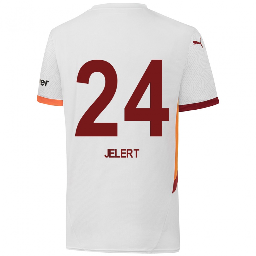 Niño Camiseta Elias Jelert #24 Blanco Amarillo Rojo 2ª Equipación 2024/25 La Camisa México