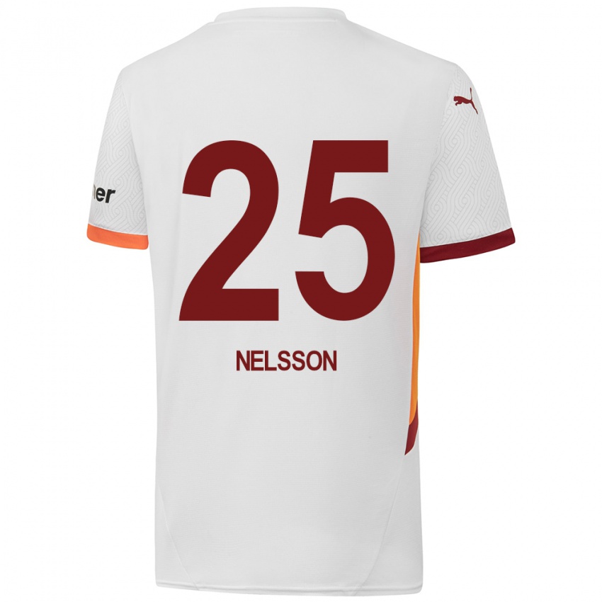 Niño Camiseta Victor Nelsson #25 Blanco Amarillo Rojo 2ª Equipación 2024/25 La Camisa México