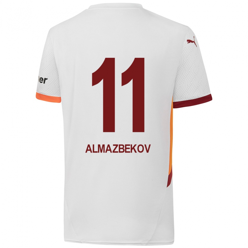 Niño Camiseta Beknaz Almazbekov #11 Blanco Amarillo Rojo 2ª Equipación 2024/25 La Camisa México