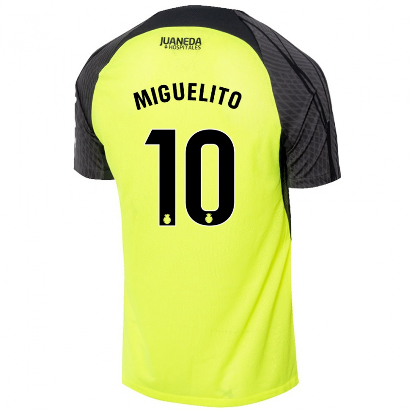 Niño Camiseta Miguelito #10 Verde Fluorescente Negro 2ª Equipación 2024/25 La Camisa México