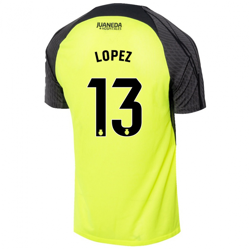 Niño Camiseta Iván López #13 Verde Fluorescente Negro 2ª Equipación 2024/25 La Camisa México