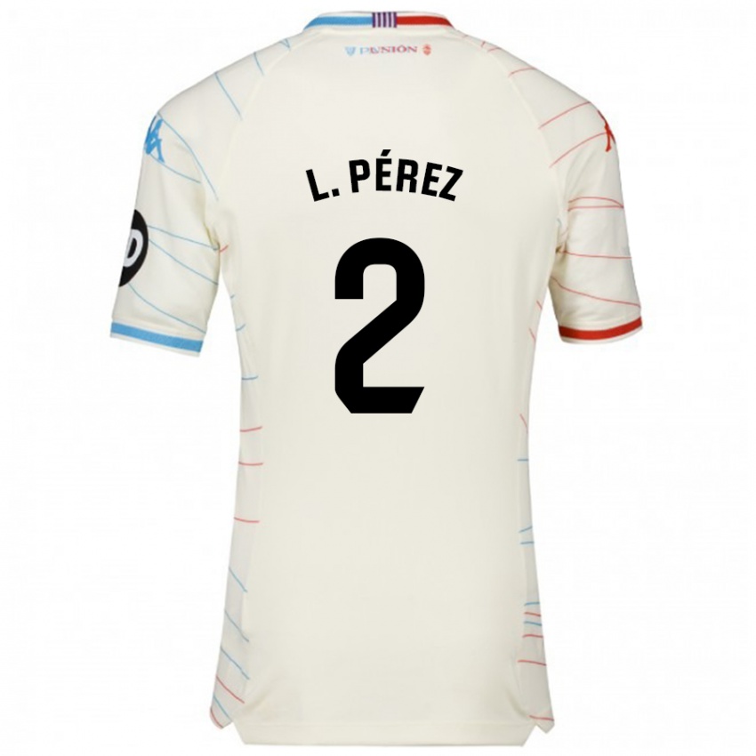 Niño Camiseta Luis Pérez #2 Blanco Rojo Azul 2ª Equipación 2024/25 La Camisa México