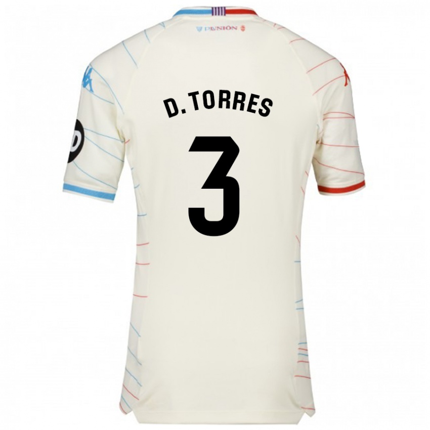 Niño Camiseta David Torres #3 Blanco Rojo Azul 2ª Equipación 2024/25 La Camisa México