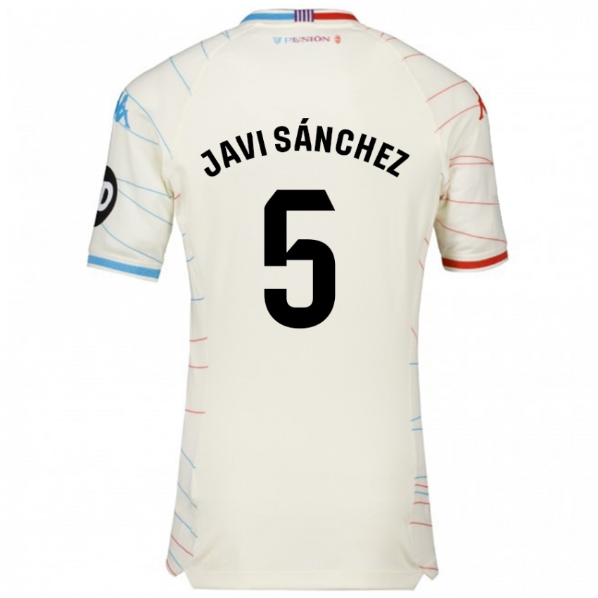 Niño Camiseta Javi Sánchez #5 Blanco Rojo Azul 2ª Equipación 2024/25 La Camisa México