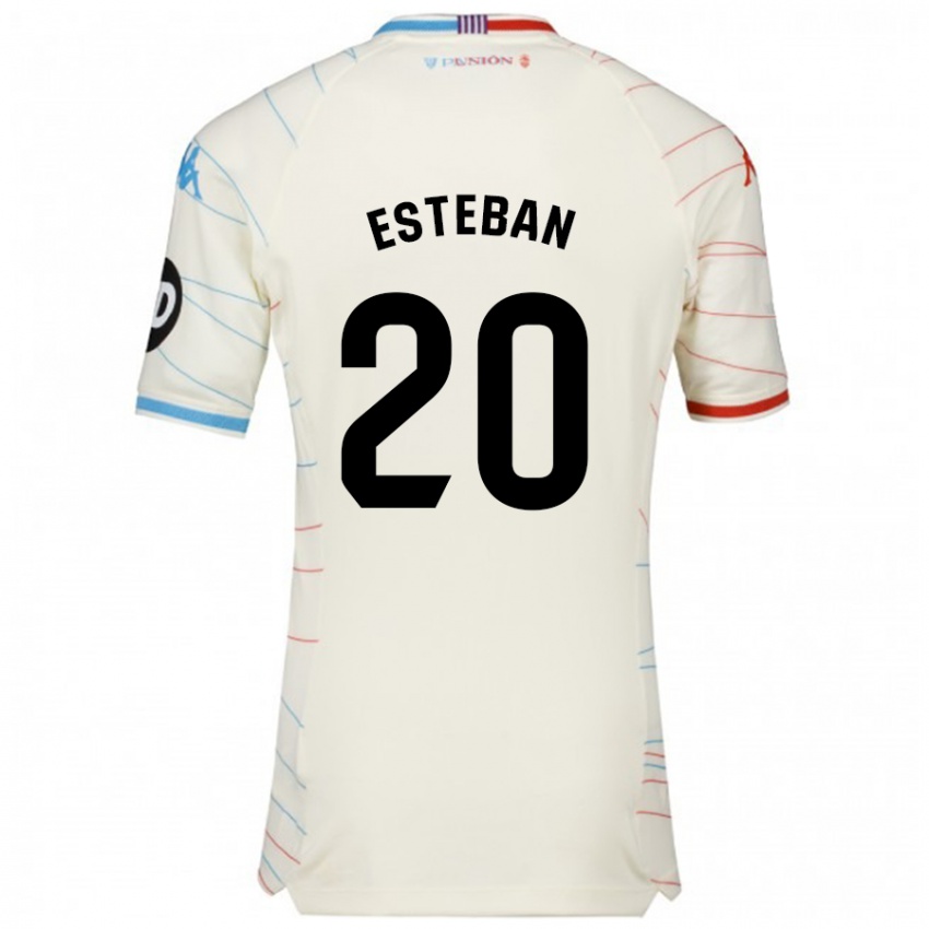 Niño Camiseta Sergio Esteban #20 Blanco Rojo Azul 2ª Equipación 2024/25 La Camisa México