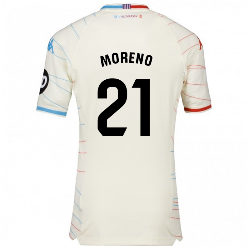 Niño Camiseta Xavi Moreno #21 Blanco Rojo Azul 2ª Equipación 2024/25 La Camisa México