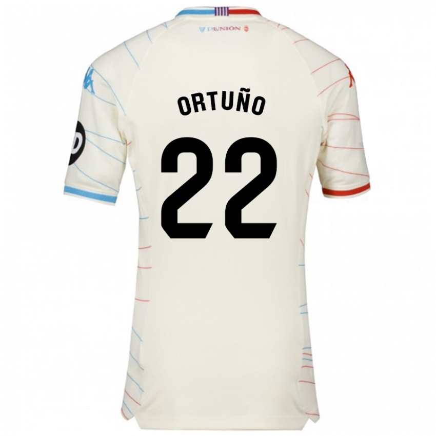 Niño Camiseta Fran Ortuño #22 Blanco Rojo Azul 2ª Equipación 2024/25 La Camisa México