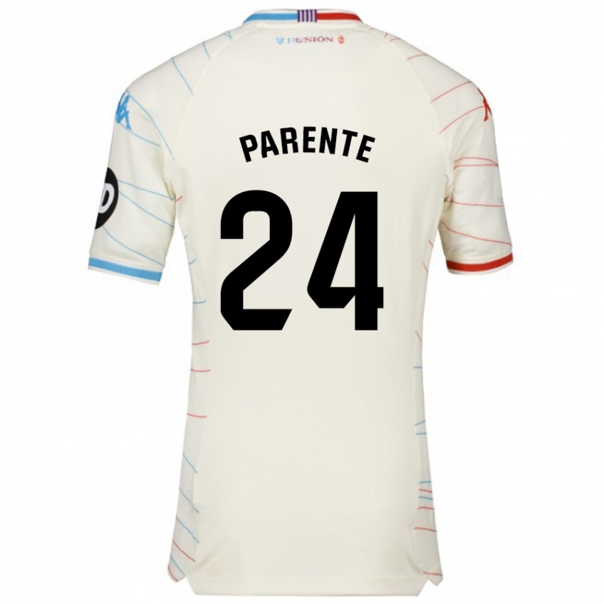 Niño Camiseta Iago Parente #24 Blanco Rojo Azul 2ª Equipación 2024/25 La Camisa México