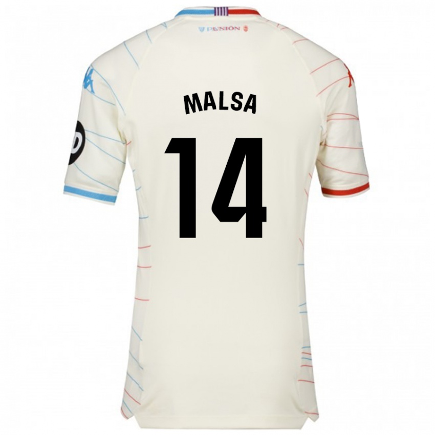 Niño Camiseta Mickaël Malsa #14 Blanco Rojo Azul 2ª Equipación 2024/25 La Camisa México