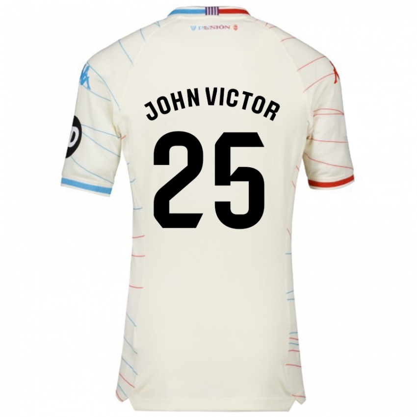 Niño Camiseta John Victor #25 Blanco Rojo Azul 2ª Equipación 2024/25 La Camisa México