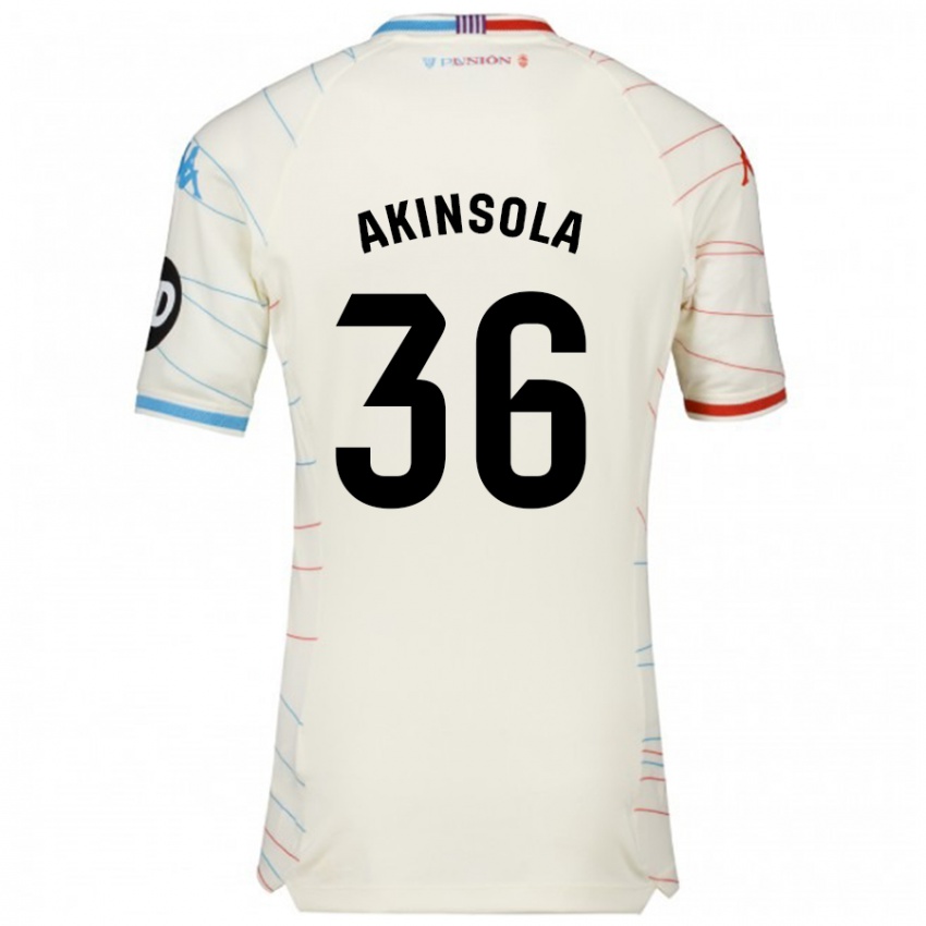 Niño Camiseta Tunde Akinsola #36 Blanco Rojo Azul 2ª Equipación 2024/25 La Camisa México