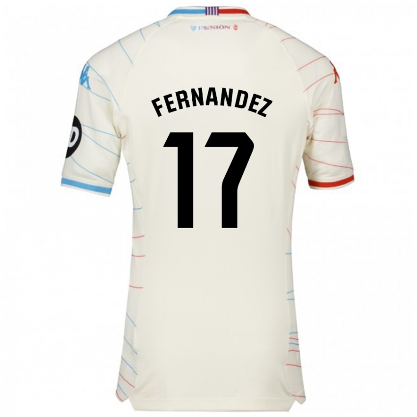 Niño Camiseta Dani Fernández #17 Blanco Rojo Azul 2ª Equipación 2024/25 La Camisa México