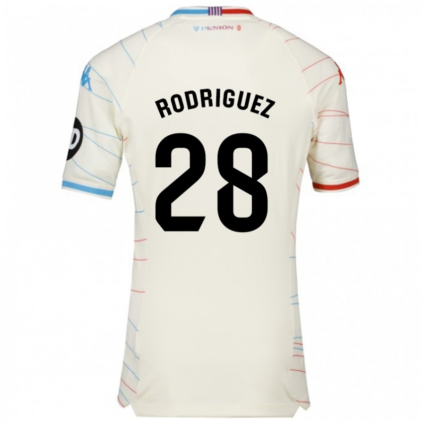 Niño Camiseta Yago Rodríguez #28 Blanco Rojo Azul 2ª Equipación 2024/25 La Camisa México