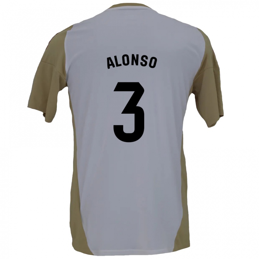 Niño Camiseta Julio Alonso #3 Marrón Blanco 2ª Equipación 2024/25 La Camisa México