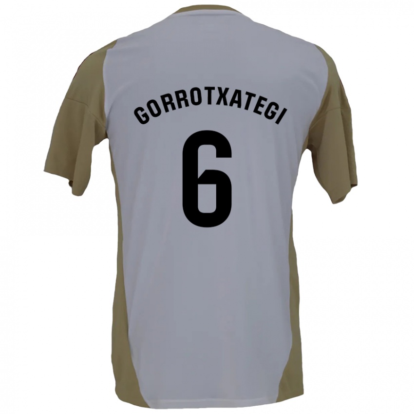 Niño Camiseta Jon Gorrotxategi #6 Marrón Blanco 2ª Equipación 2024/25 La Camisa México