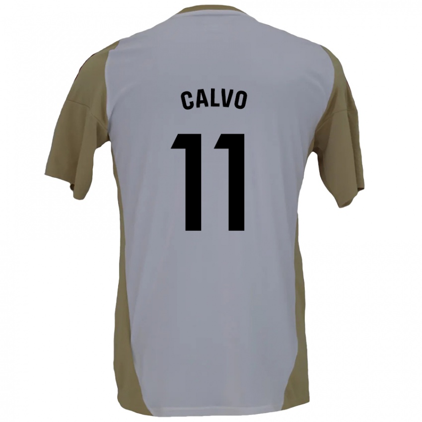 Niño Camiseta Álex Calvo #11 Marrón Blanco 2ª Equipación 2024/25 La Camisa México