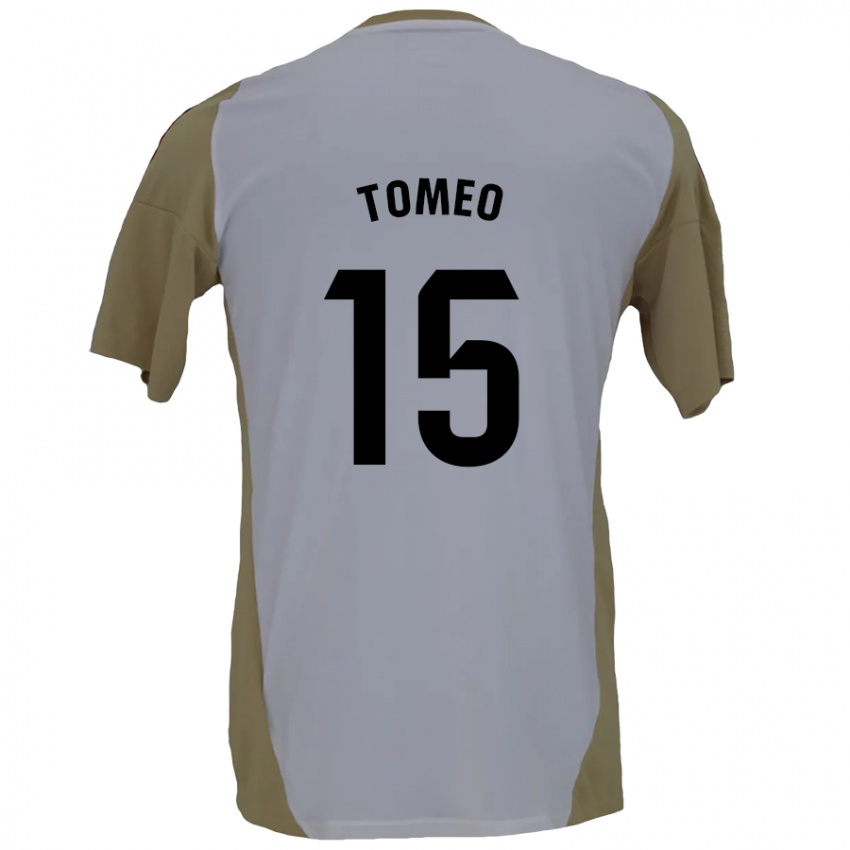 Niño Camiseta Pablo Tomeo #15 Marrón Blanco 2ª Equipación 2024/25 La Camisa México