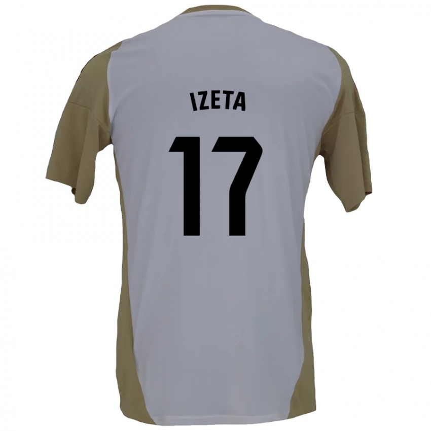 Niño Camiseta Urko Izeta #17 Marrón Blanco 2ª Equipación 2024/25 La Camisa México