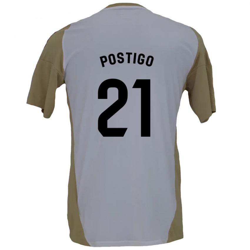 Niño Camiseta Sergio Postigo #21 Marrón Blanco 2ª Equipación 2024/25 La Camisa México