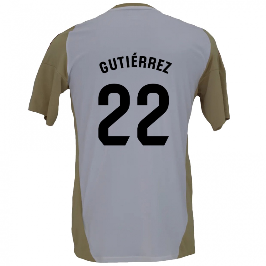 Niño Camiseta Juan Gutiérrez #22 Marrón Blanco 2ª Equipación 2024/25 La Camisa México