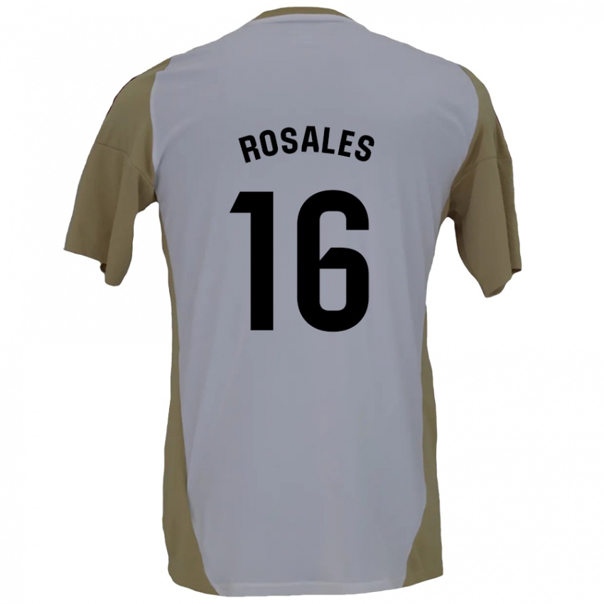 Niño Camiseta Diego Rosales #16 Marrón Blanco 2ª Equipación 2024/25 La Camisa México