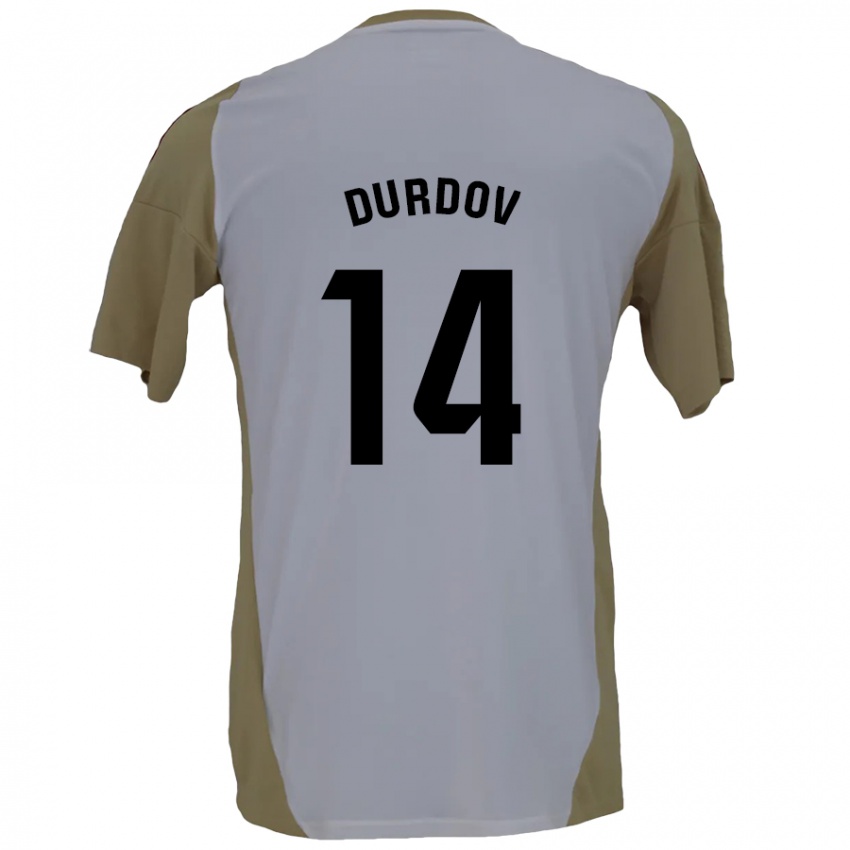 Niño Camiseta Ivan Durdov #14 Marrón Blanco 2ª Equipación 2024/25 La Camisa México