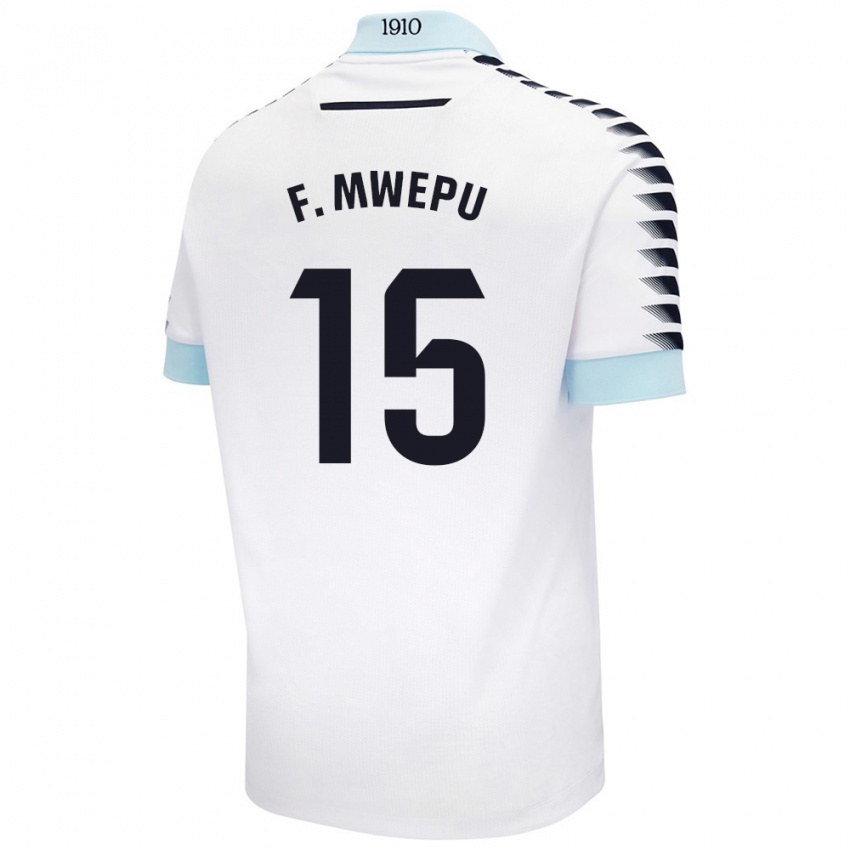 Niño Camiseta Francisco Mwepu #15 Blanco Azul 2ª Equipación 2024/25 La Camisa México