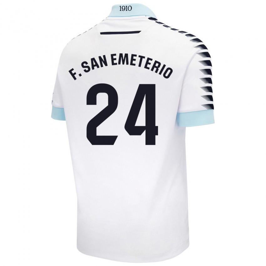 Niño Camiseta Fede San Emeterio #24 Blanco Azul 2ª Equipación 2024/25 La Camisa México