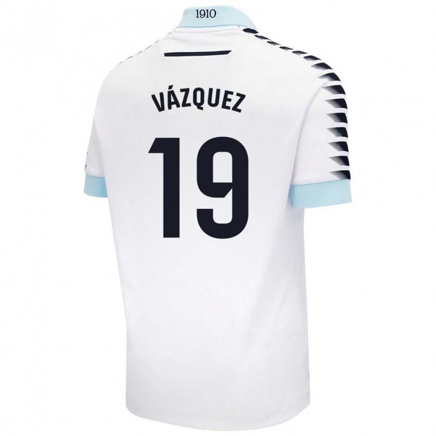 Niño Camiseta Borja Vázquez #19 Blanco Azul 2ª Equipación 2024/25 La Camisa México