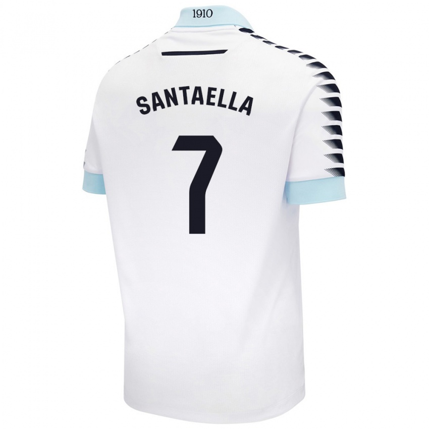 Niño Camiseta Natalia Santaella Picón #7 Blanco Azul 2ª Equipación 2024/25 La Camisa México