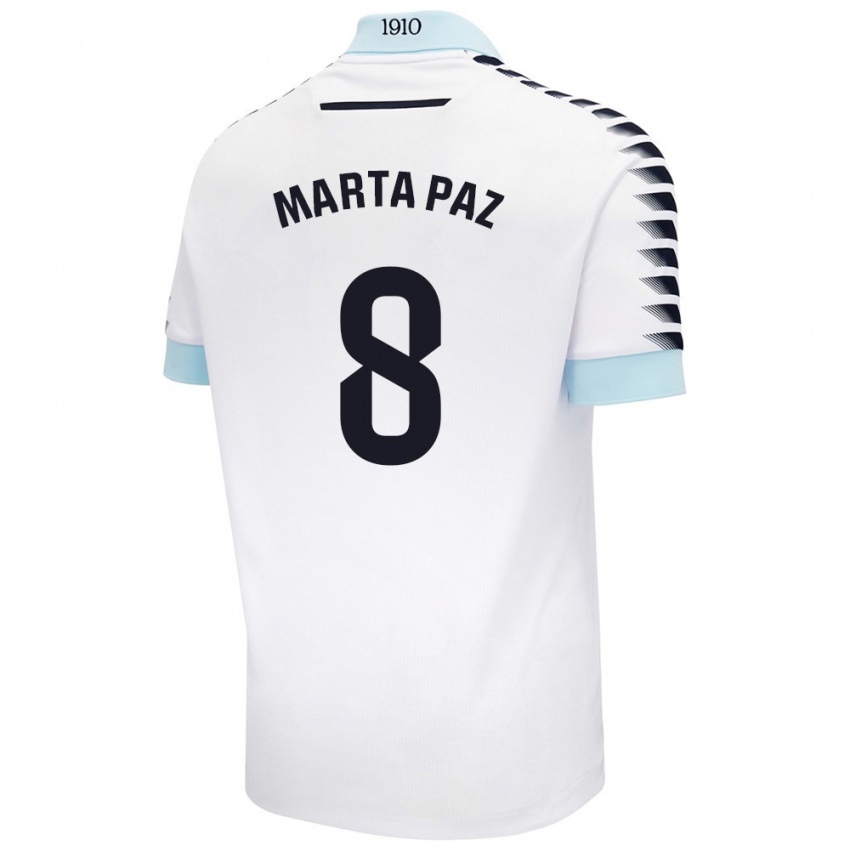 Niño Camiseta Marta Milagros Paz Cruz #8 Blanco Azul 2ª Equipación 2024/25 La Camisa México