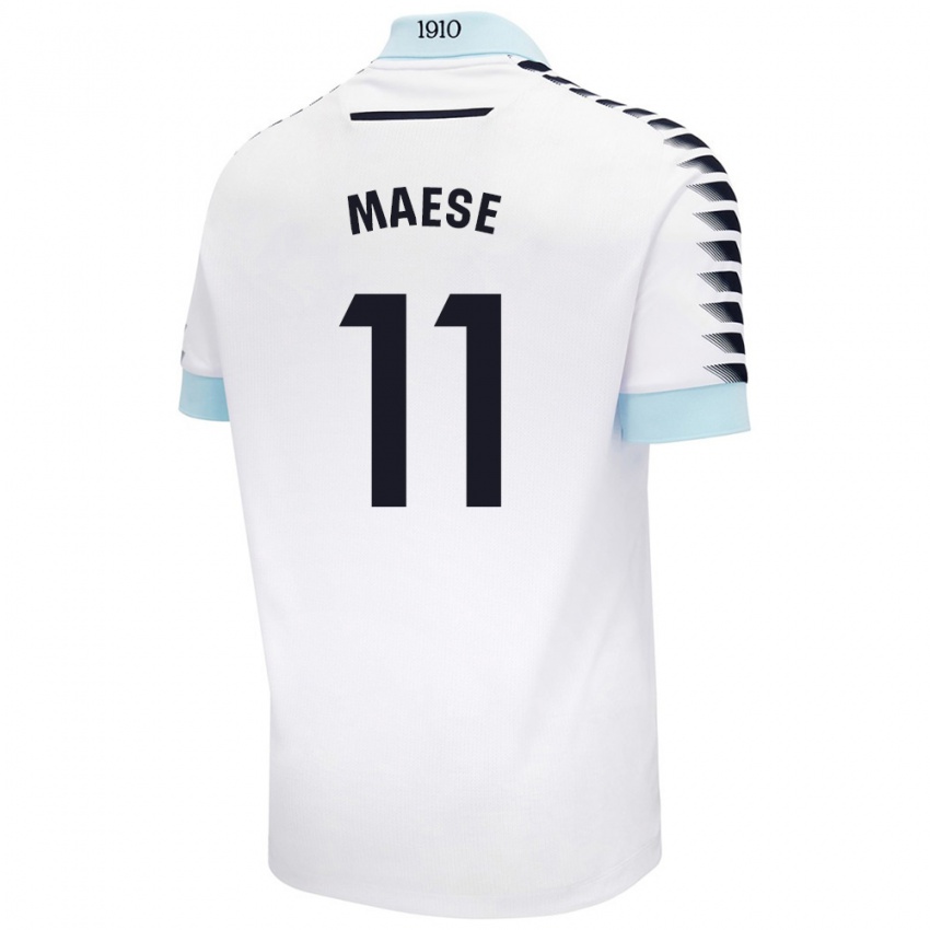 Niño Camiseta María Del Carmen Maese Gaitán #11 Blanco Azul 2ª Equipación 2024/25 La Camisa México