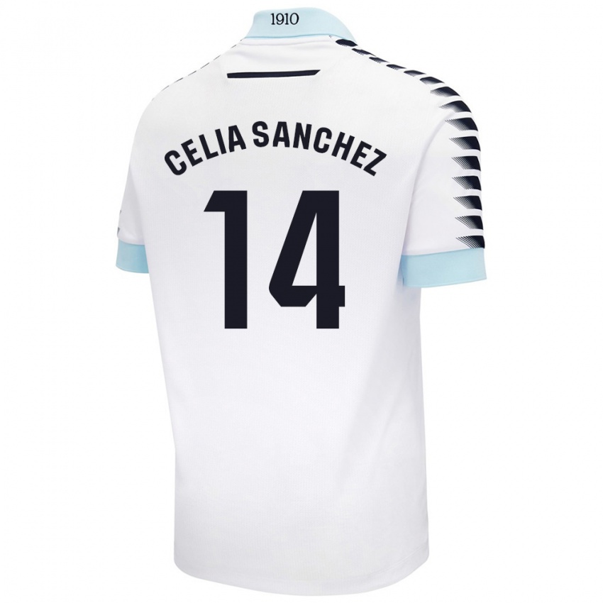 Niño Camiseta Celia Sánchez García #14 Blanco Azul 2ª Equipación 2024/25 La Camisa México