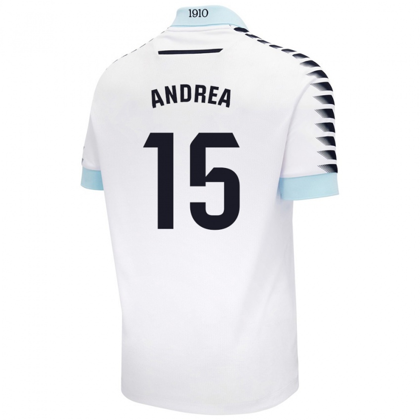 Niño Camiseta Andrea Sánchez Moreno #15 Blanco Azul 2ª Equipación 2024/25 La Camisa México