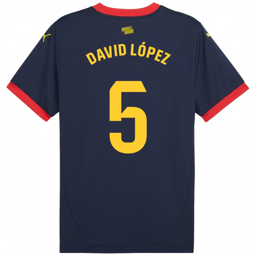 Niño Camiseta David López #5 Azul Marino Rojo 2ª Equipación 2024/25 La Camisa México